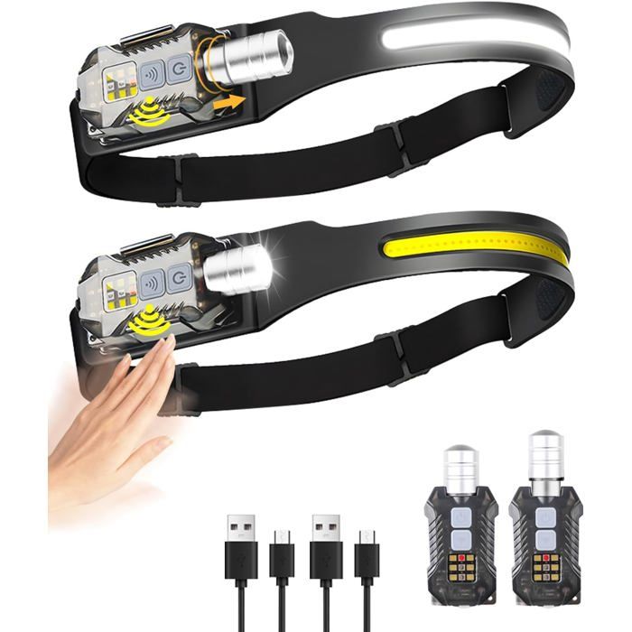 Lampe Frontale LED Super Lumineuse 350LM Avec Faisceau Large 210° – Idéal Pour Le Camping Et La Course