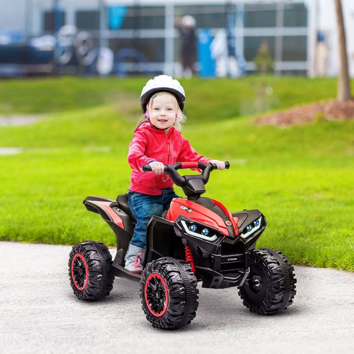 Quad électrique enfant de 3 à 5 ans 12 V 2 moteurs 2 vitesses 3-6 km/h phares LED klaxon MP3 et USB rouge