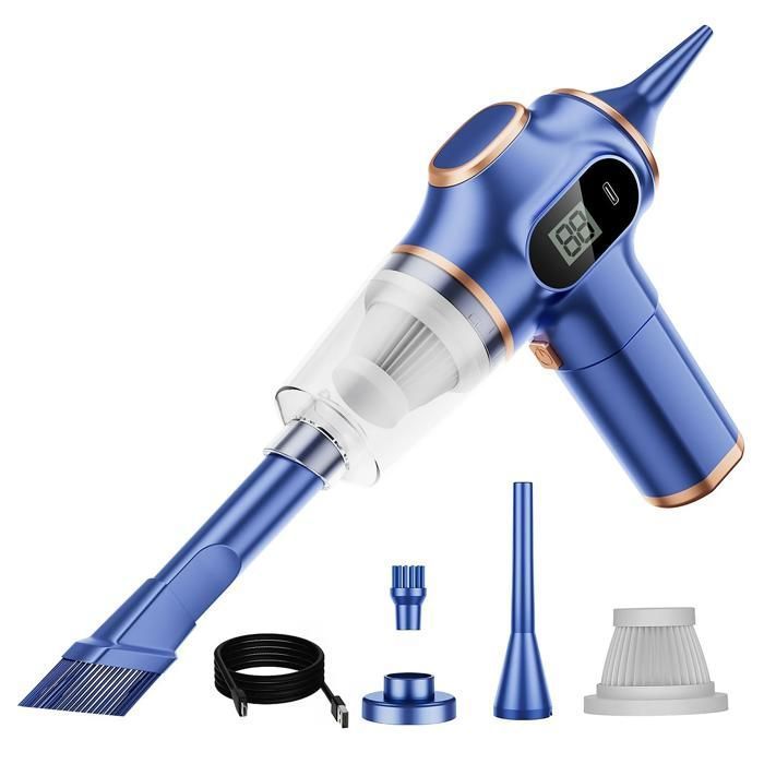 Aspirateur sans fil double mode deux broches USB affichage numérique 120W bleu