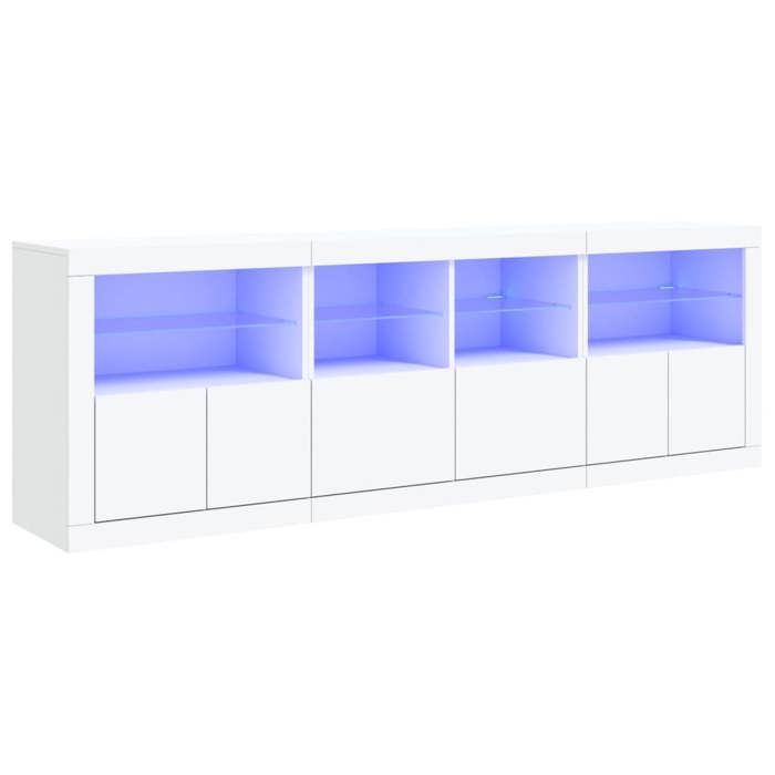 “Winter SaleTOP Armoire/Cabinet à tiroirs Blanc - Buffet avec lumières LED blanc 202x37x67cm PRO41962