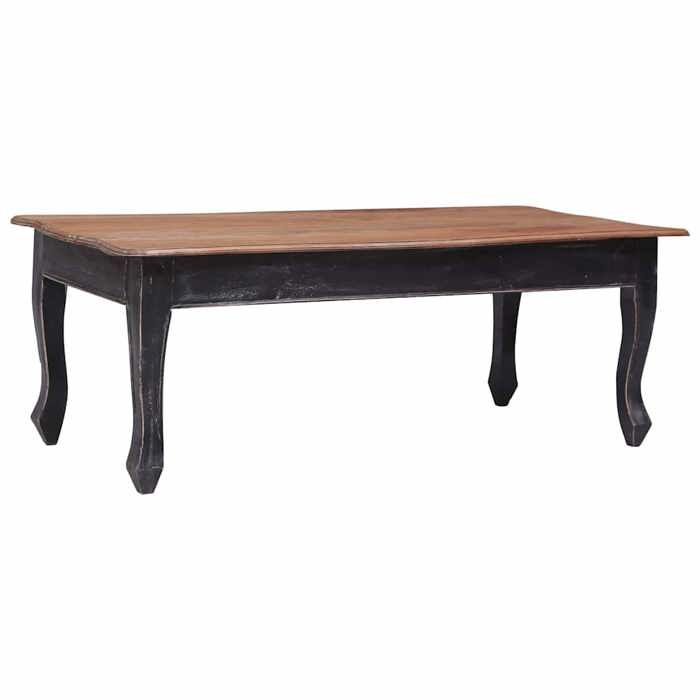 Table basse en bois dacajou - vidaXL - 120x60x45 cm - Noir et marron - Bois dacajou massif - Finition à base deau