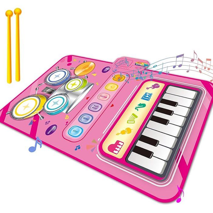 Cadeau Fille 1 An Tapis de Piano Montessori 2 en 1 Jouet Musical Éducatif Filles 1-2 Ans Cadeau Premier Anniversaire