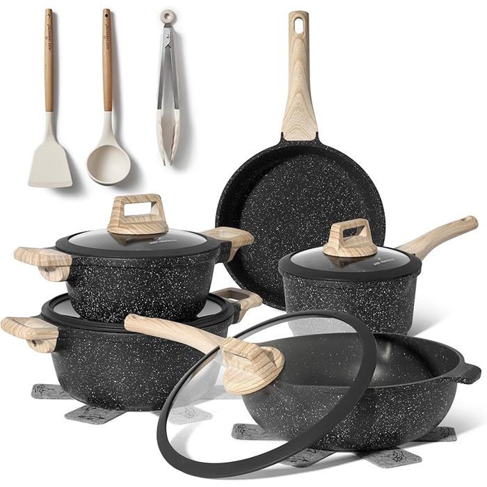 Redchef Casseroles et Poêles Céraique, Batterie de Cuisine à Induction avec Poignée aovible