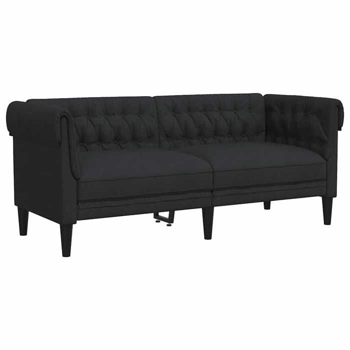 En PromotionCANAPÉ FIXE Noir - SHIELD - Canapé Chesterfield 2 places - Sofa pour 2 personnes - noir tissu 9905217