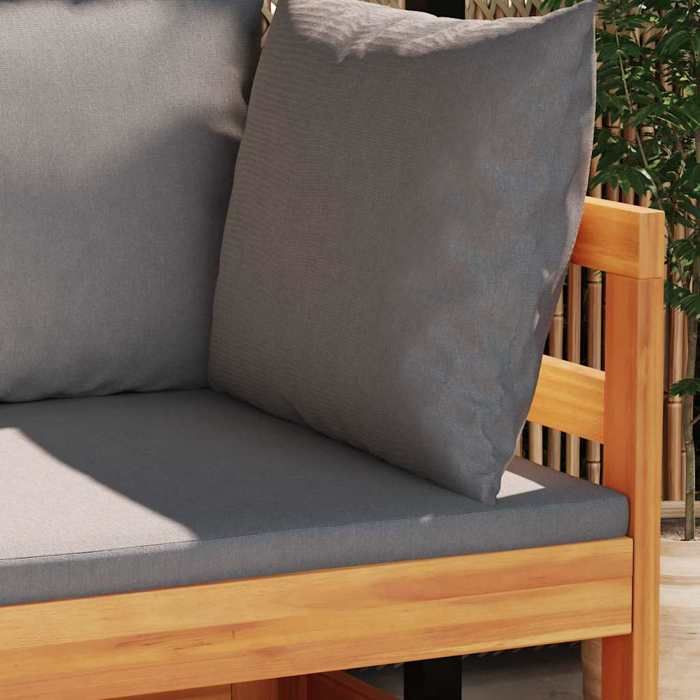 Gris Siège de jardin - Salon de jardin - (2 pcs) - avec coussins gris foncé Bois dacacia C1002