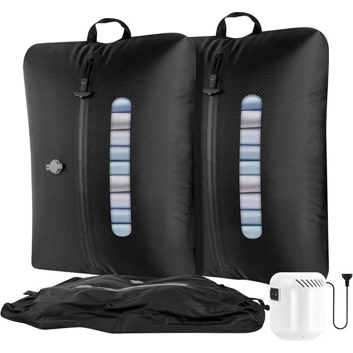 Sac Compression Voyage Avec Pompe Réutilisables Sac Aspirant Rangement Vetement IP67 Étanché 2 sac à vide avec pompe Noir