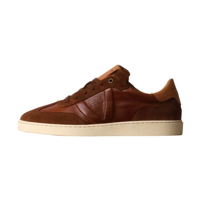 Redskins Basket Cuir Redskins Quadri - Cognac - Beige