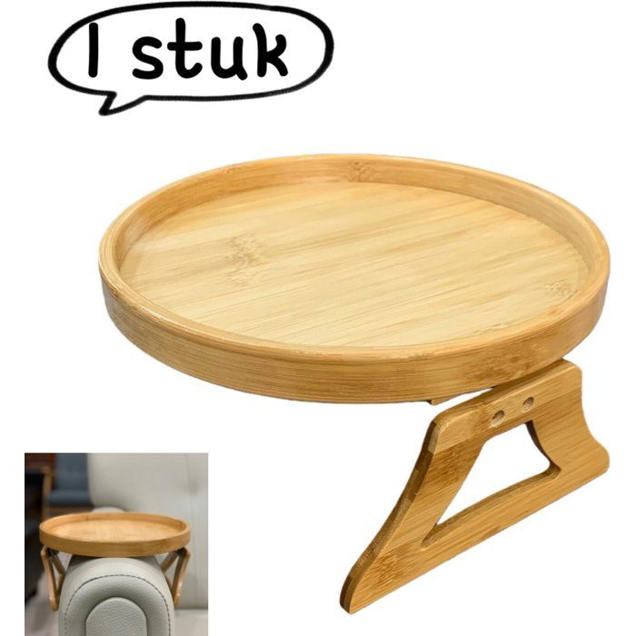Tablette Daccoudoir Pliante En Bambou Avec Pince Pour Canapé Et Fauteuil Couleur Bois Naturel