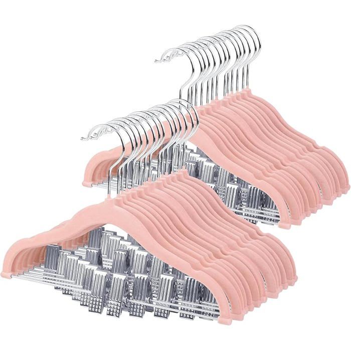 Cintres en Velours Antidérapants pour Bébé avec Pinces - 30 cm pour Jupes Pantalons Robes Vestes Lot de 28 (30 cm) Rose CINTRE
