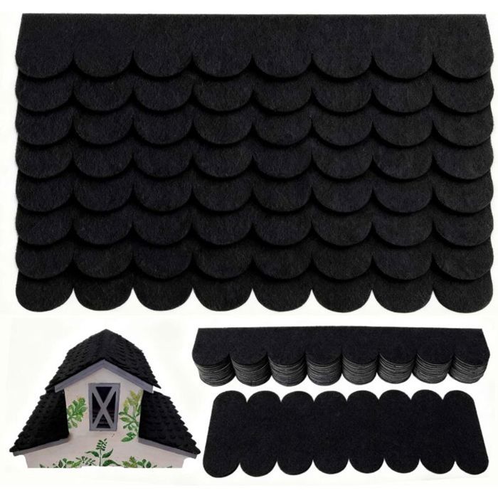 Bardeaux de toit autocollants - Installation sans outils Imitation ardoise - Nichoirs et niches pour chiens - Noir lot de 32