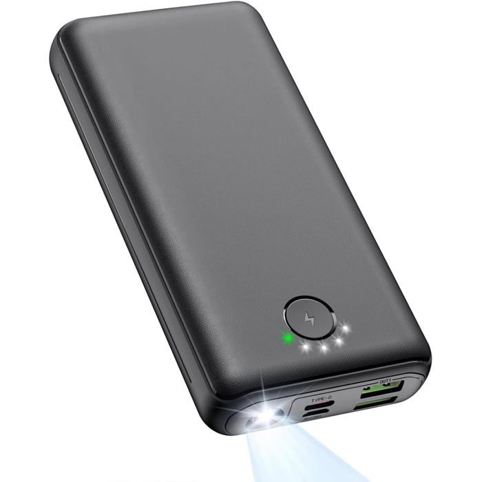 Batterie externe  - Capacité 27000mAh - Charge rapide 225W - USB-C et USB-A - Lampe de poche intégrée