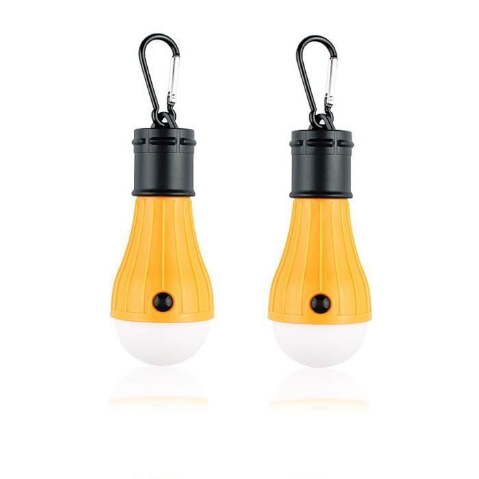 Lot de 2 lampes eclairage meuble/ ampoule led - BEARWIN - lumière à accrocher/ camping tente portable pêche lampe lanterne jaune