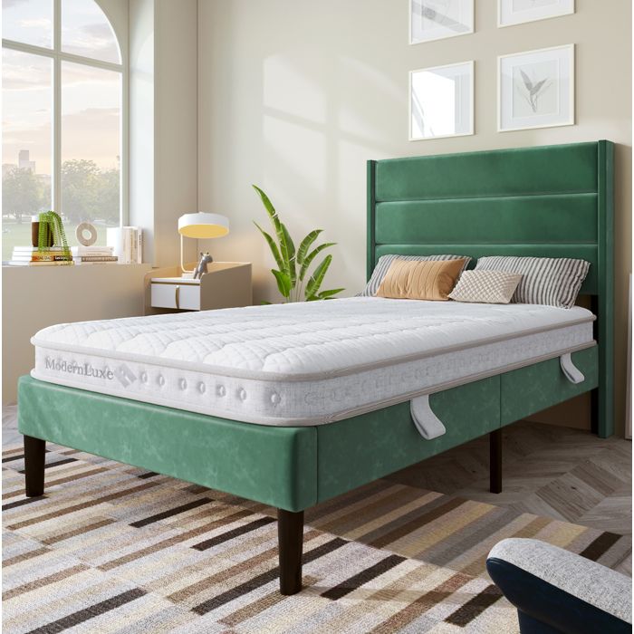 Matelas hybride 90 x 200 cm 10 cm 7 zones ressorts ensachés et mousse froide H3 blanc