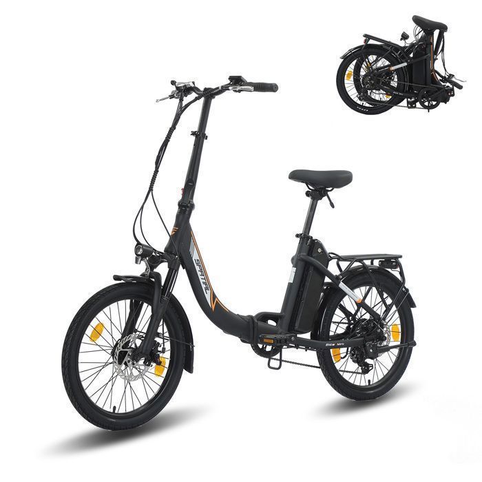 SPATIAL Vélo Électrique Pliable 20 - Moteur 550W(PIC) - Batterie 36V 13Ah- Shimano 7 vitesses-Autonomie 100km(Max)-Noir