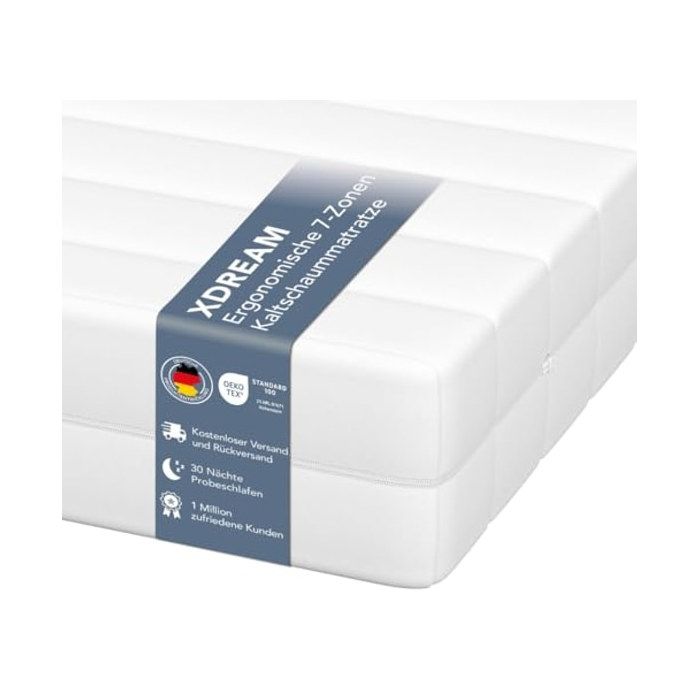 Matelas - XDREAM - Pure Matelas 7 zones - 120 x 200 cm - H4 Ferme - Déhoussable