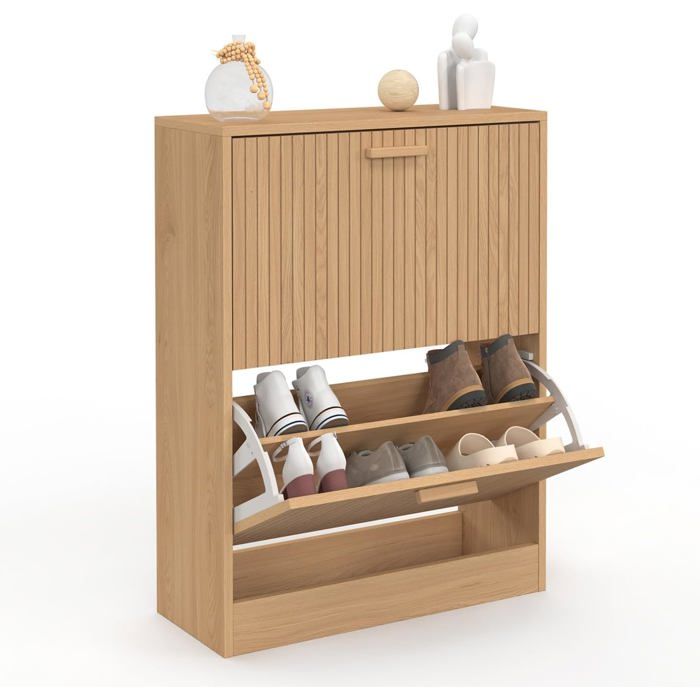 IDMarket Meuble à Chaussures 12 Paires Juliette 2 Portes Bois Chêne 60x24x80 cm IDMarket Meuble à Chaussures 12 Paires Juliette 2 Portes Bois Chêne 60x24x80 cm