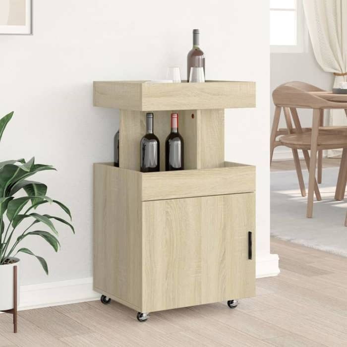 vidaXL Meuble rangement - Chariot de bar chêne sonoma 50x41x89 cm bois dingénierie poisd:23kg &1066