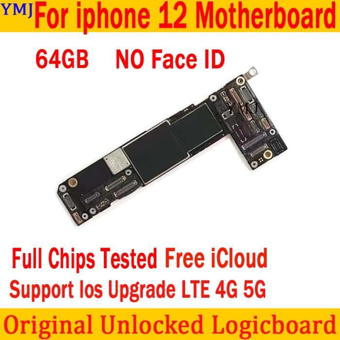 12 64 Go NoFaceID-Carte mère avec iCloud propre pour iPhone 12 Mini