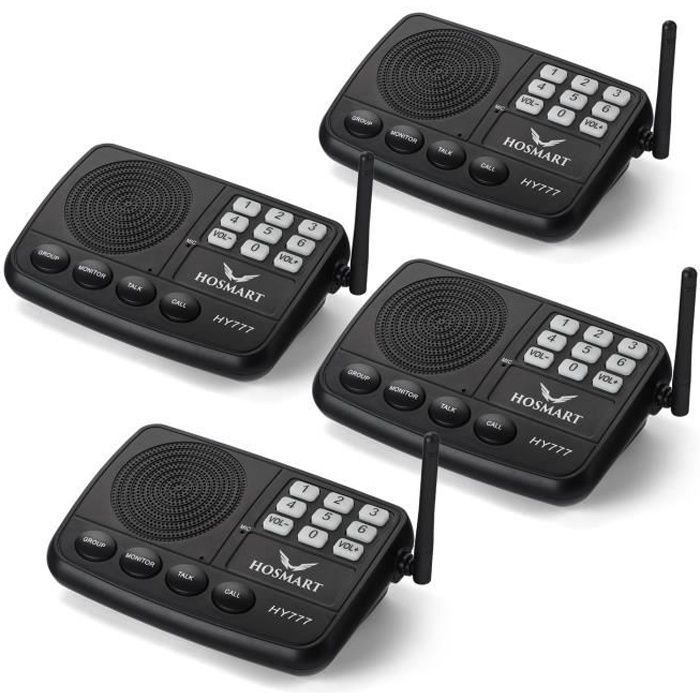 Interphone sans fil - HOSMART - 7 Canaux - Appel de groupe