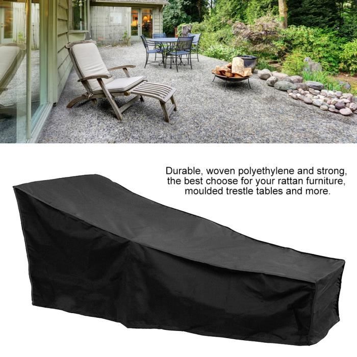 Housse De Chaise Longue De Jardin WEKADRIN - Taille 208x79x76 Cm - Protection Contre UV, Pluie, Vent - Tissu Oxford - 9