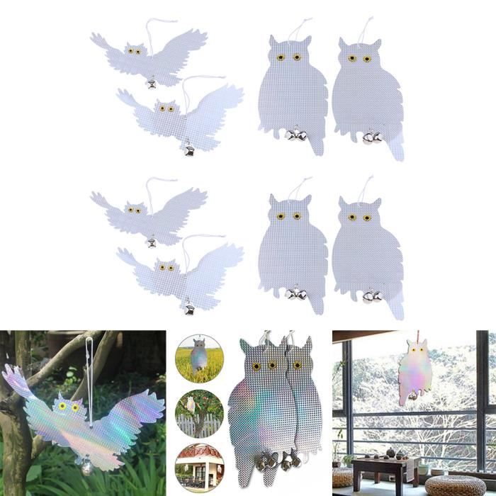 Épouvantail Hibou Anti-Oiseaux Avec Cloche - Répulsif Réaliste Pour Jardin Verger 60cm