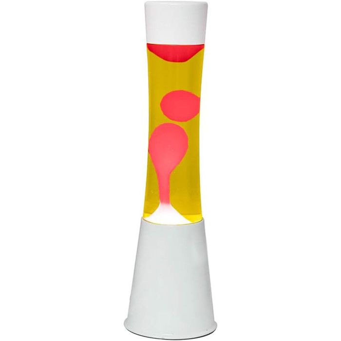 ITotal XL1757 Lampe à Lave 40 cm avec Base Blanche Liquide Jaune et Cire Rouge