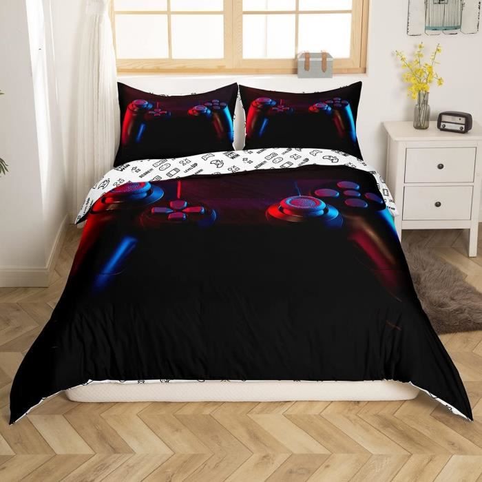 Parure housse de couette enfant et taie d'oreiller JUNGLE NIGHT - bleu / multicolore, Linge de lit & Déco
