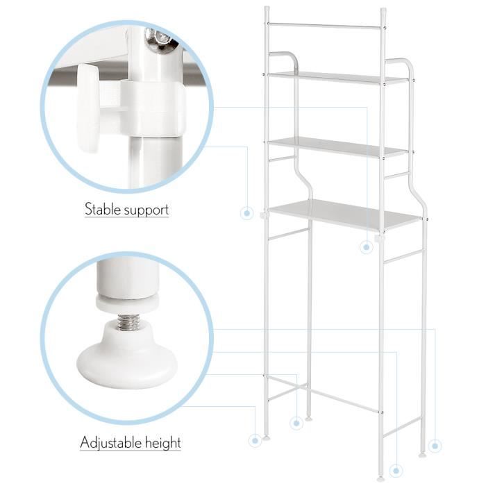 étagère de salle de bain en métal blanc - meuble de rangement colonne wc - contemporain design - 165x55x26cm