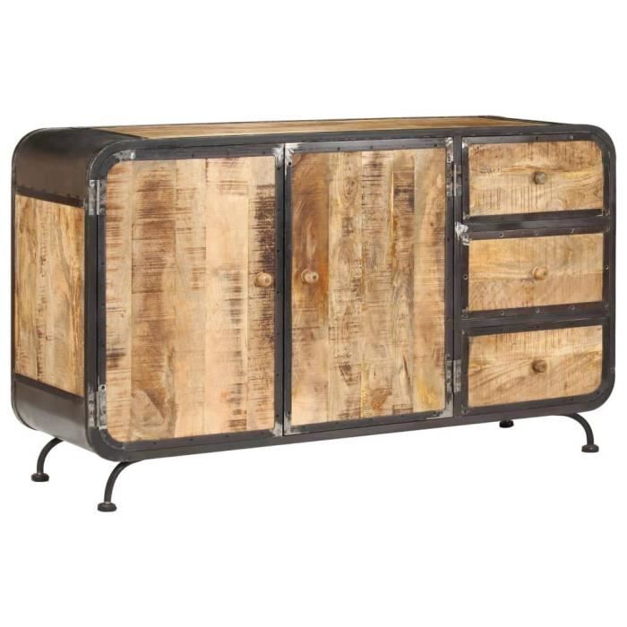 buffet bahut armoire console meuble de rangement 140 cm bois de manguier massif 4402134