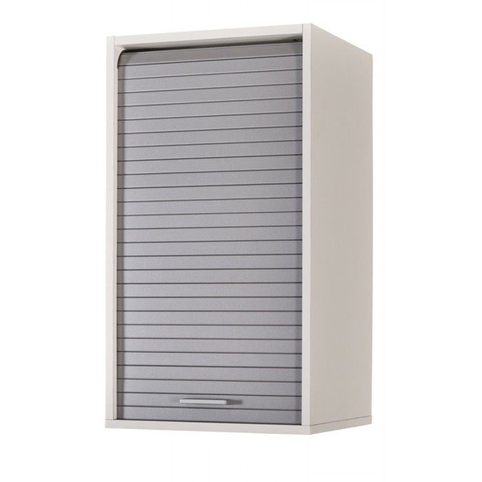 Meuble Cuisine Blanc SIMMOB 4 Niches - Rideau Noir/Blanc L54 H76.6 P35.4 Cm