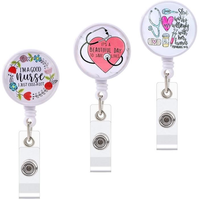 Porte Badge Retractable, Badge Infirmiere Avec Clip Rétractable, Badge Enrouleur Amusants Pour Étudiants, Avec Motif De Dessin Animé, Pour Les Médecins, Les Enseignants Et Les Étudiants (raton Laveur