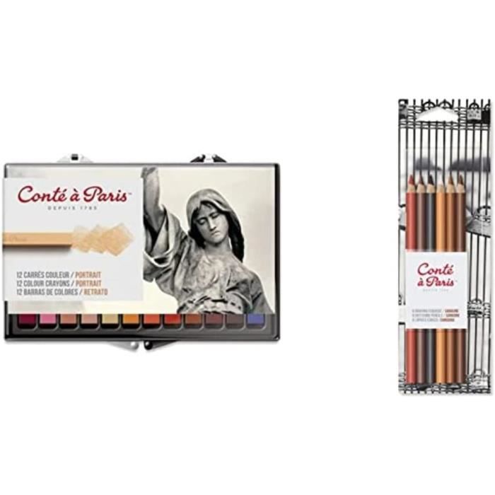 Conté à Paris - Craie Carré Esquisse Blanc HB - Lot De 2 - Pour Artistes Et Dessin