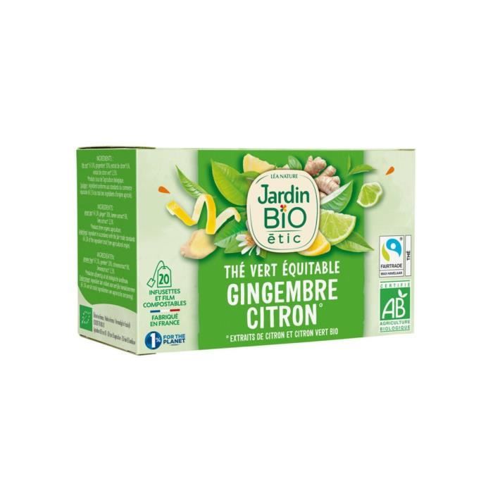 Thé vert Bio gingembre et citron Jardin Bio Etic - 30g - Cdiscount Au  quotidien