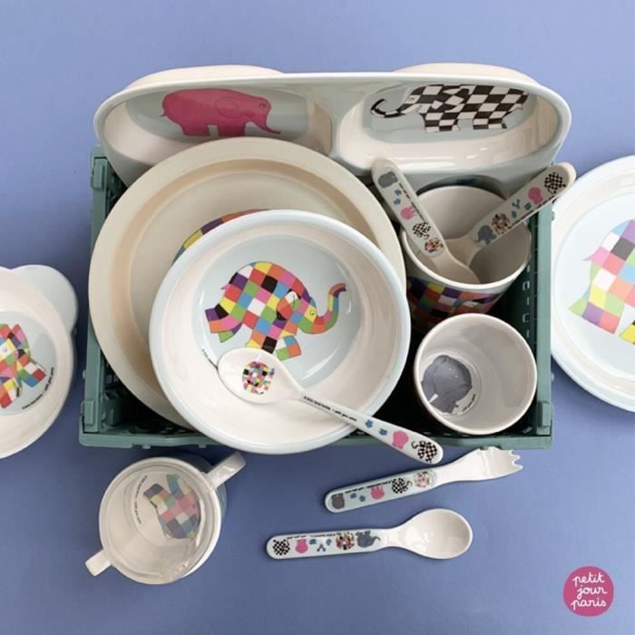 Lot de 6 assiettes bébé Petit Jour Elmer - multicolore - 18 cm