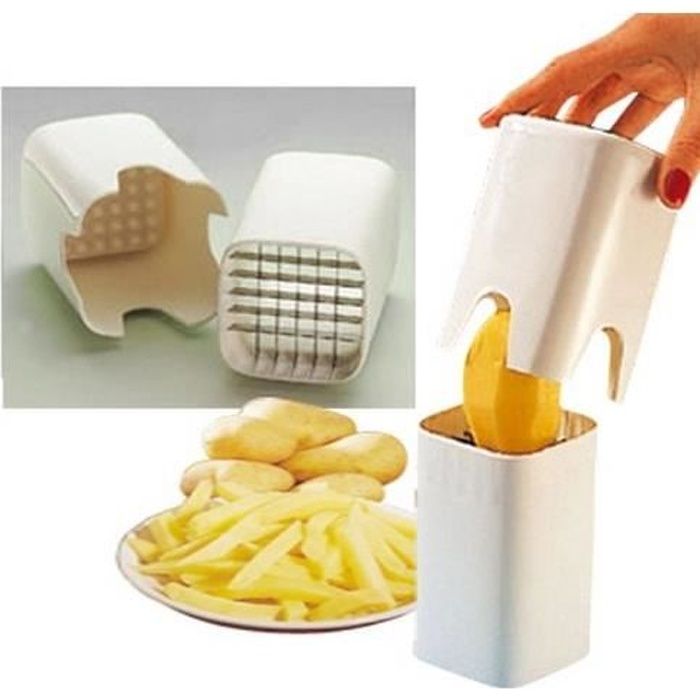 VERTES Coupe-frites en métal avec quatre couteaux, coupe-frites de table ou  mural, coupe-frites, coupe-pommes de terre, frites en 8x8, 10x10, 12x12mm