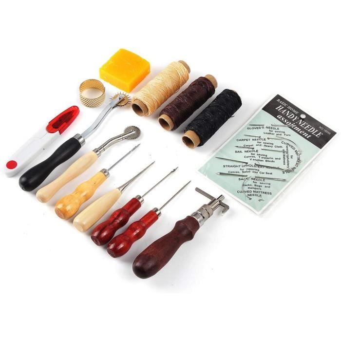 Kit d'outils pour le travail du cuir, 20 pièces, outil de couture à la  main, outil de couture pour le travail du cu290 - Cdiscount Beaux-Arts et  Loisirs créatifs
