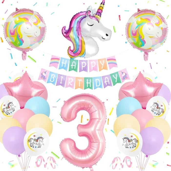 T-Shirt Licorne Pour Fille 3 Ans - Cadeau D'Anniversaire En Coton, Style Décontracté