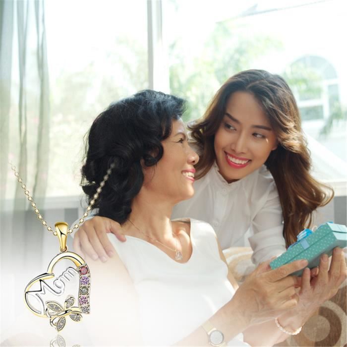 Collier pendentif en cristal en forme de coeur bijoux cadeau de fête des  mères pour maman WESE1601 - Cdiscount Maison