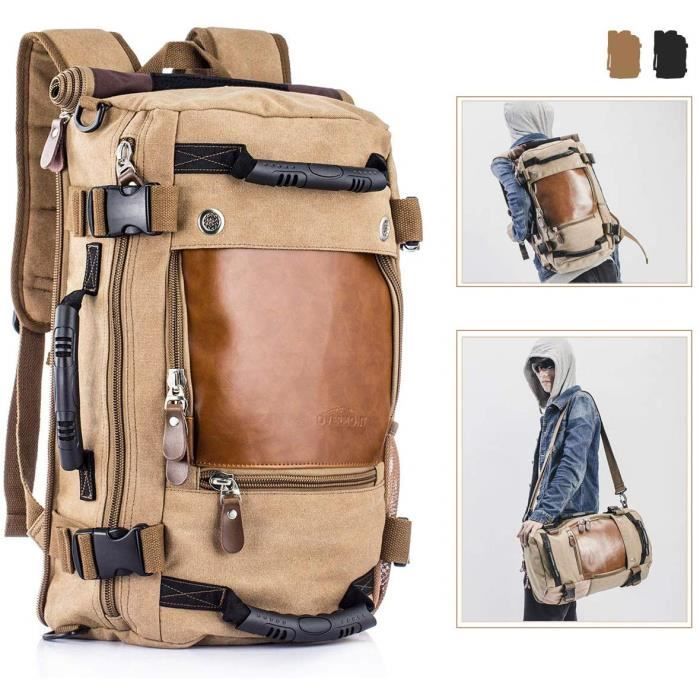 Sac Randonnee Retro Vintage Sac À Dos Hommes Grand Multifonction Randonnée Sac À Dos Voyage ...