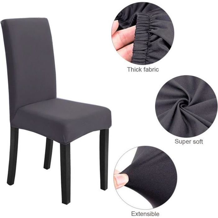 Housses De Chaise En Cuir PU Extensibles - Lot De 4, Blanc, Imperméable Antidérapant - Pour Salle à Manger, Banquet, Décoration - 4