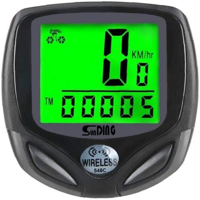 Compteur De Vitesse Vélo Sans Fil LCD Rétroéclairé – Mesure Vitesse, Distance, Chrono, Avec Pile Incluse