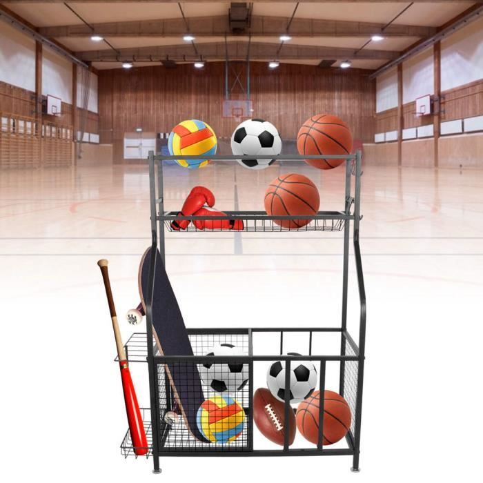 Panier de Stockage de Basket-Ball en fer Support de Stockage de Balle avec  4 crochets Organisateur multifonctionnel B7170 - Cdiscount Sport