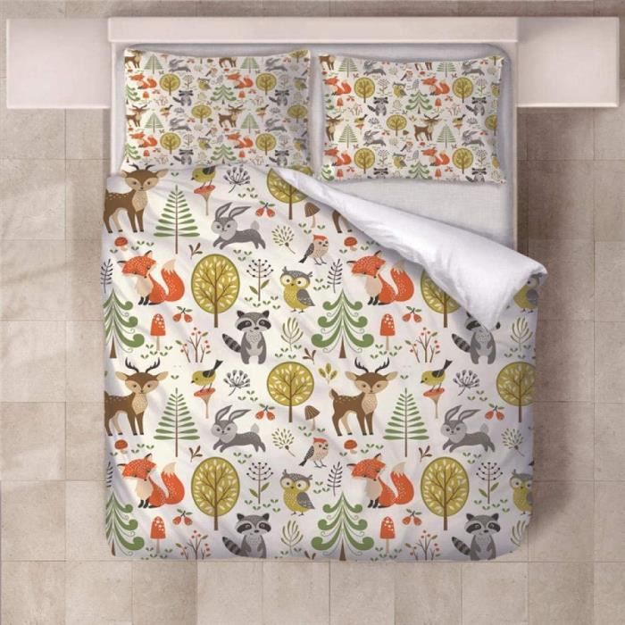 Housse de Couette Petit Renard Orange Impression, Contient deux taies d