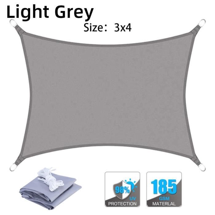 Voile d'ombrage rectangulaire haute densité gris 3x4 m | ID Market