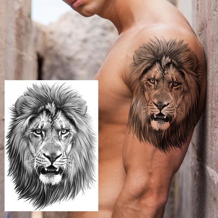 68 Tatouages Temporaires 3D - Designs Tribal, Lion, Loup, Fleur - Noir Réaliste - Pour Adultes Et Ados - FDA Approuvé