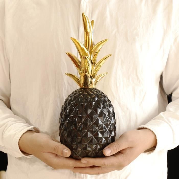 Lot De 3 Ananas Décoratifs En Résine - Doré - Décoration Tendance Pour Salon, Bureau - Tailles S, M, L