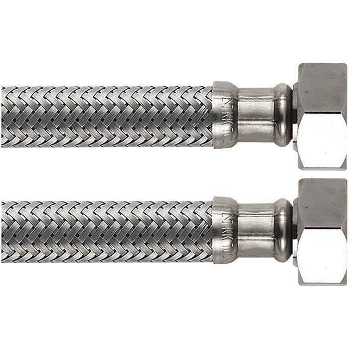 Flexible double femelle - BOUTTE - 12x17 - 50 cm - Annelé - Chromé