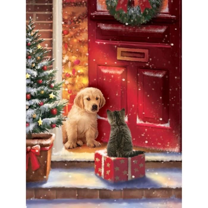 5D Diamond Painting Chien D'Hiver,Diy Broderie Diamant Kit Complet ,Peinture Diamant Pour