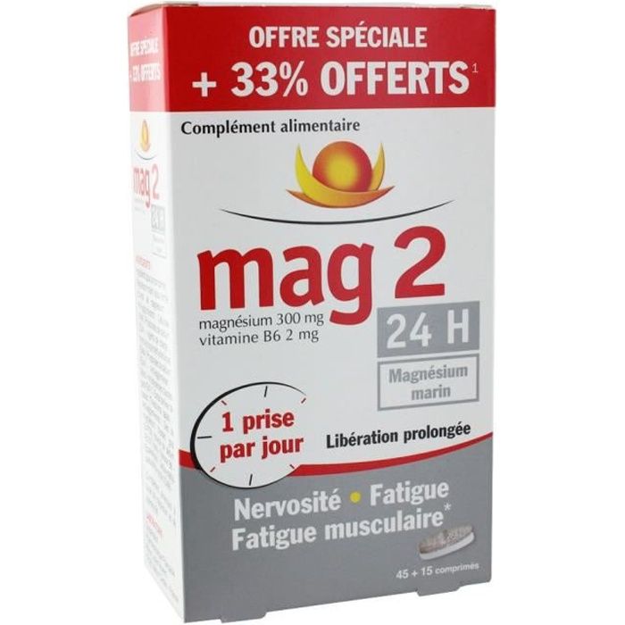Mag 2 24h magnesium marin 45 comprimes +33 offert Cdiscount Santé