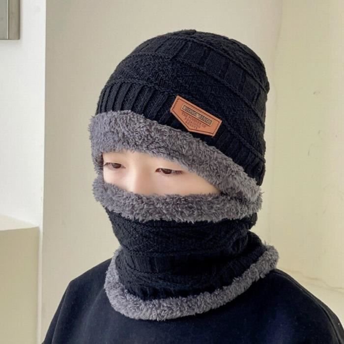 Bonnet Avec Écharpe Intégrée Pour Enfant - Ensemble Chaud D'Hiver, Capuche à Pompons, Tricot Doux, Fille/Garçon - 11
